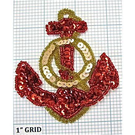 Anchor Red Sequins Gold Wheel 3.5