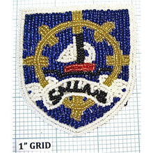 Load image into Gallery viewer, Nautical Beaded Pocket Patch Crest 3.5&quot; X 3&quot;