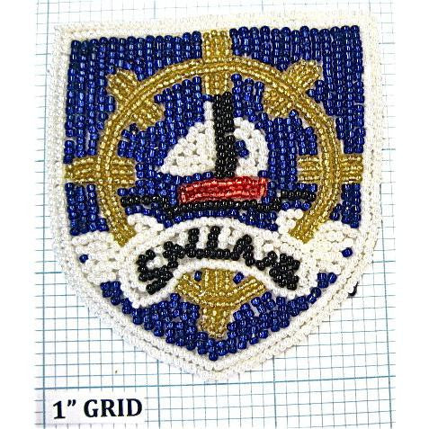 Nautical Beaded Pocket Patch Crest 3.5