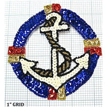 Load image into Gallery viewer, Anchor with Rope, Sequin Beaded  4.5&quot; x 4.5&quot; - Sequinappliques.com