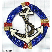 Anchor with Rope, Sequin Beaded 4.5