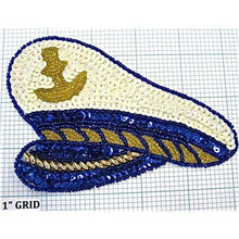 Load image into Gallery viewer, Captains Hat with Royal Blue Sequins 5&quot; X 3.5&quot;