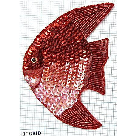 Fish with Red, Pink Sequins and Red Beads 5.5