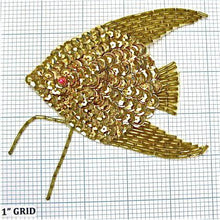 Load image into Gallery viewer, Fish with Gold Sequins and Beads, 3.5&quot; x 4.5&quot;