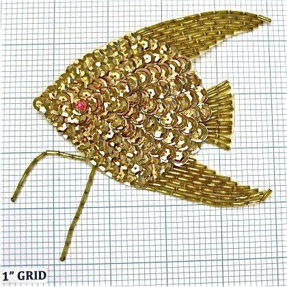 Fish with Gold Sequins and Beads, 3.5