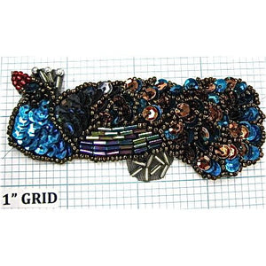 Peacock Multi-Colored Sequins and Beads 3.5" X 1.5"