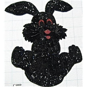 Bunny Rabbit with Black Sequins and Beads 8.25" X 6.5"