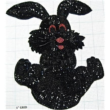 Bunny Rabbit with Black Sequins and Beads 8.25