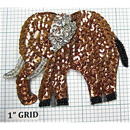 Elephant Brown With Silver Ears 3.25"x2.5"