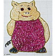 Load image into Gallery viewer, Pig with Beige and Fuchsia Sequins and Beads 7.5&quot; x 5.5&quot;