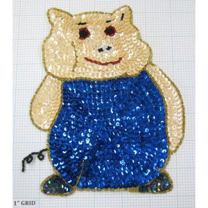 Pig with Blue and Beige Sequins 7.25" X 6"