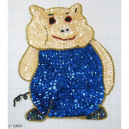 Pig with Blue and Beige Sequins 7.25