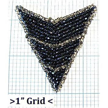 Designer Motif V Shaped Moonlite with Beads with Silver 2.5"