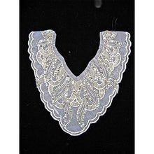 Load image into Gallery viewer, Designer Motif neckline with Sequins and White Pearls 13&quot; x 11&quot;