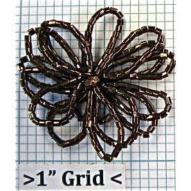 Beaded flower with pearl like center. BRONZE 2" - Sequinappliques.com
