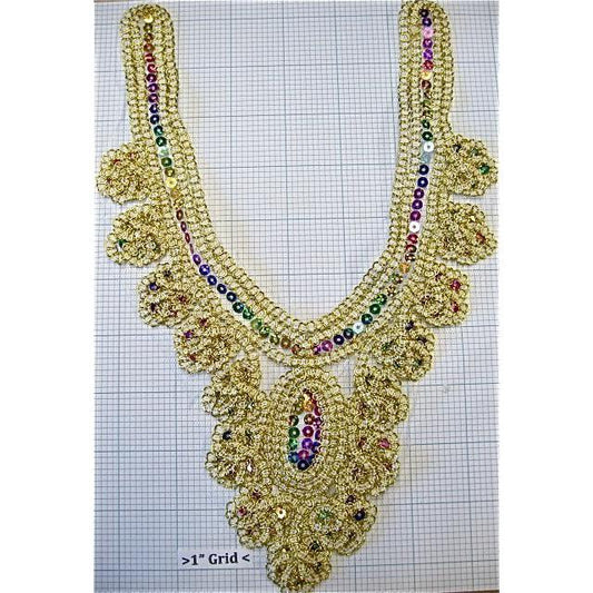 Designer Motif Bodice with Embroidery and Sequins and Mettalic Thread 11" x 7"