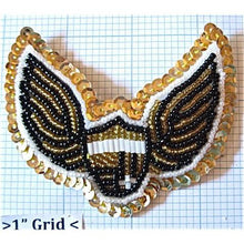 Load image into Gallery viewer, Wing Badge, Sequin Beaded 3&quot; X 3.5&quot;
