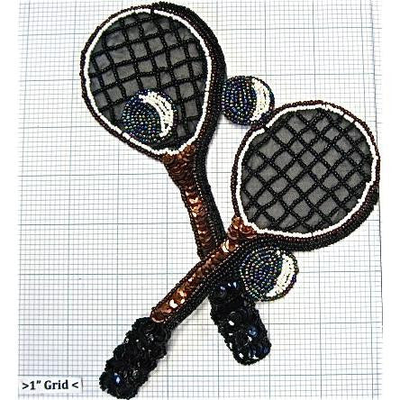 Tennis Racquets with Balls Bronze and Black 8" x 6.25"