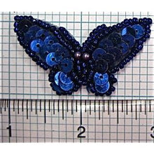 Load image into Gallery viewer, Butterfly with Blue Sequins and Beads 1.75&quot; X 1.25&quot;