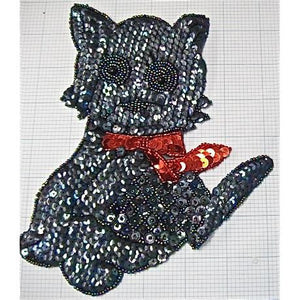Moonlight Cat in Red Bow 8" x 6.5"