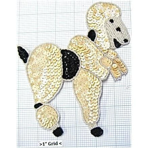 Poodle with Cream and black colored sequins 7" x 6"