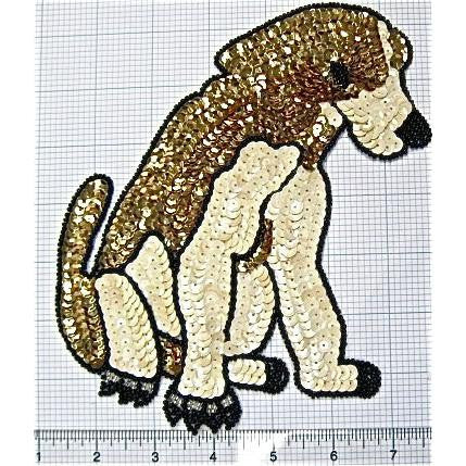 Sitting Dog, Sequin Beaded 7" x 6.5"