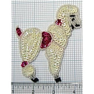 Sequin Beaded Poodle with fuchsia accents 4" x 3.5"