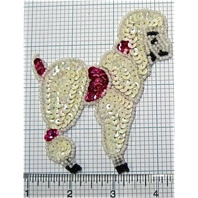 Sequin Beaded Poodle with fuchsia accents 4