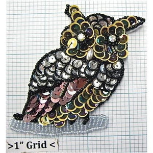 Owl with Mulit-Colored Sequins and Beads 3" x 3.25"