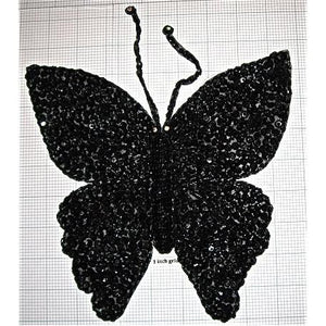 Butterfly Black Sequin Beaded with Rhinestone 8.5" x 8.5"