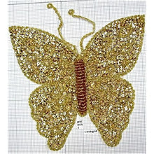 Load image into Gallery viewer, Butterfly with Gold Sequins and Beads with 4 AB Rhinestones 9.5&quot; x 9&quot;
