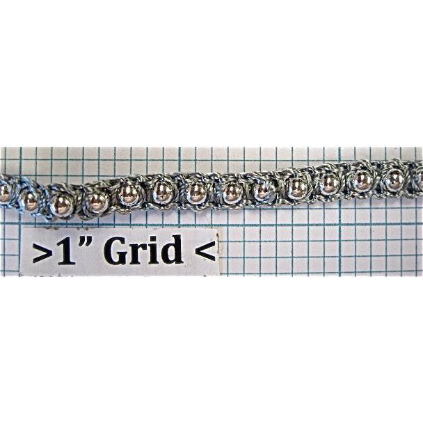 Trim with One Row Silver Beads 1/8" Wide, Sold by the Yard