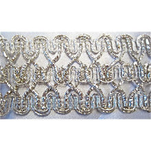 Load image into Gallery viewer, Trim Three Rows Silver Bullion 1.5&quot; Wide, Sold by the Yard