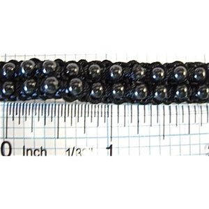 Trim Two Row Black Beads on Backing 1/2" Wide, Sold by the Yard