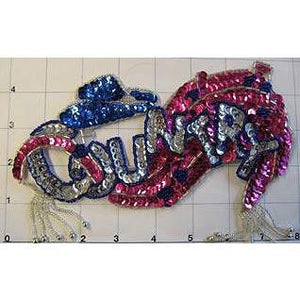 "Country" Word Sequin and Bead 8" x 4"