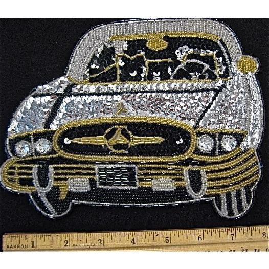 Mercedes Front View Silver or Gold and Black 8" x 5"