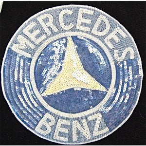 Mercedes Patch Blue and White Sequins and Beads 11"