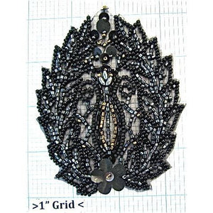 Designer Motif Black Gunmetal Beads 4.25" x 3.25"