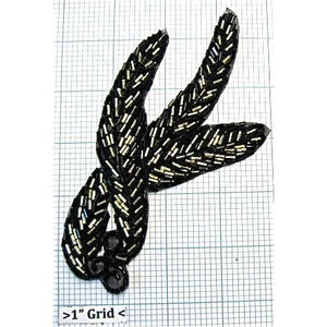 Designer Motif with Black and Gold Beads 5.5" x 3.5"