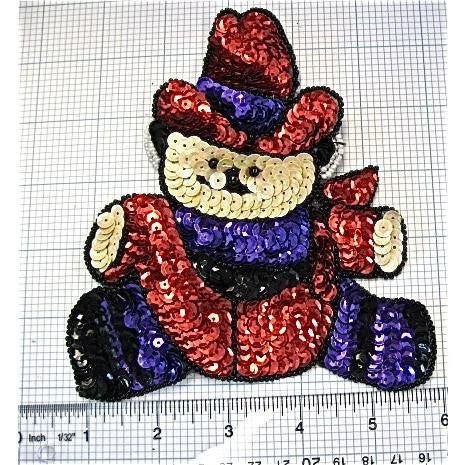 Cowboy Bear, Sequin Beaded 6" x 5.25"