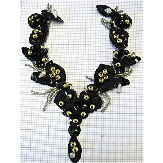 Sequin beaded neckline applique 10" X 7.5"