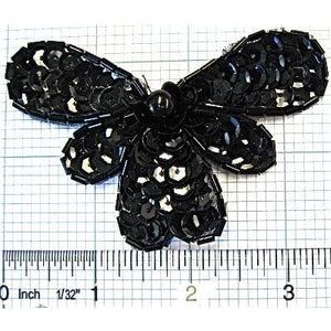 Butterfly Black Sequins 3.5" x 2.25"