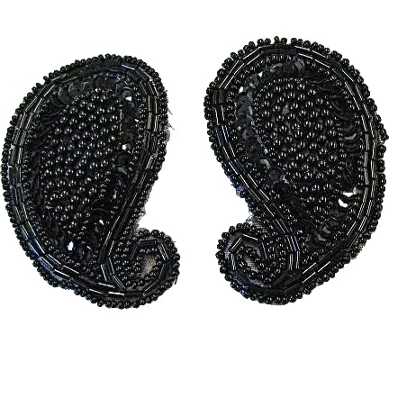 Paisley con cuentas Par o Individual 3" x 2"