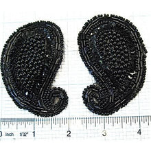 Load image into Gallery viewer, Sequin beaded and pearled paisley pair 3&quot; x 2&quot;