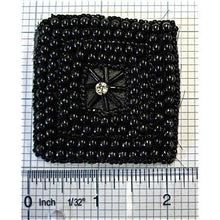 Load image into Gallery viewer, Pearled and beaded square with rhinestone center 2.25&quot; x 2.25&quot;