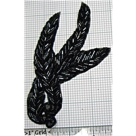 Leaf Black with Silver Lines Tangled 6" x 3"