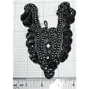 Designer Charcoal Beads and Fabric 5" x 4"