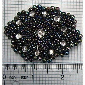 Motif with Moonlite Beads and Acrylic Stones 2.75" x 2"
