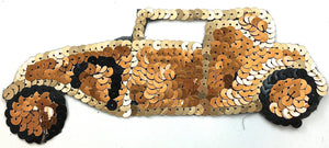 Car Vintage, with Gold Tone Sequins 7" x 2.5"