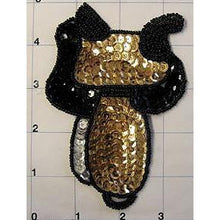 Load image into Gallery viewer, Western Horse Saddle Black and Gold Sequin Beaded 5&quot; x 3&quot;